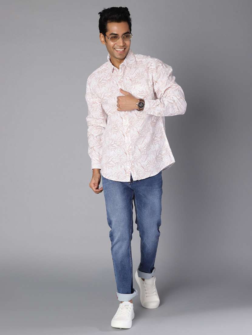 men printed collared long sleeve shirt - 21916860 - Standard Image - 4