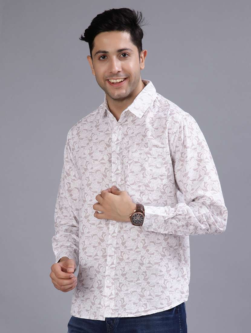 men printed collared long sleeve shirt - 21916864 -  Standard Image - 1