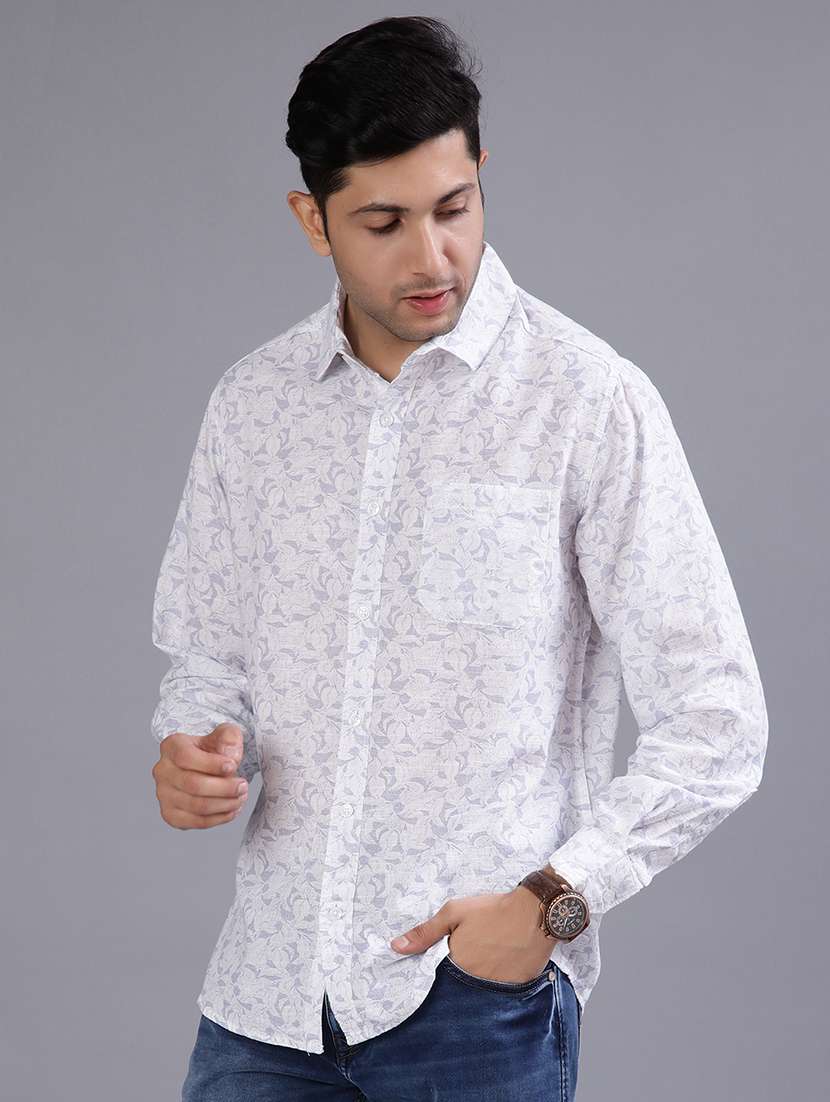 men printed collared long sleeve shirt - 21916865 -  Standard Image - 1