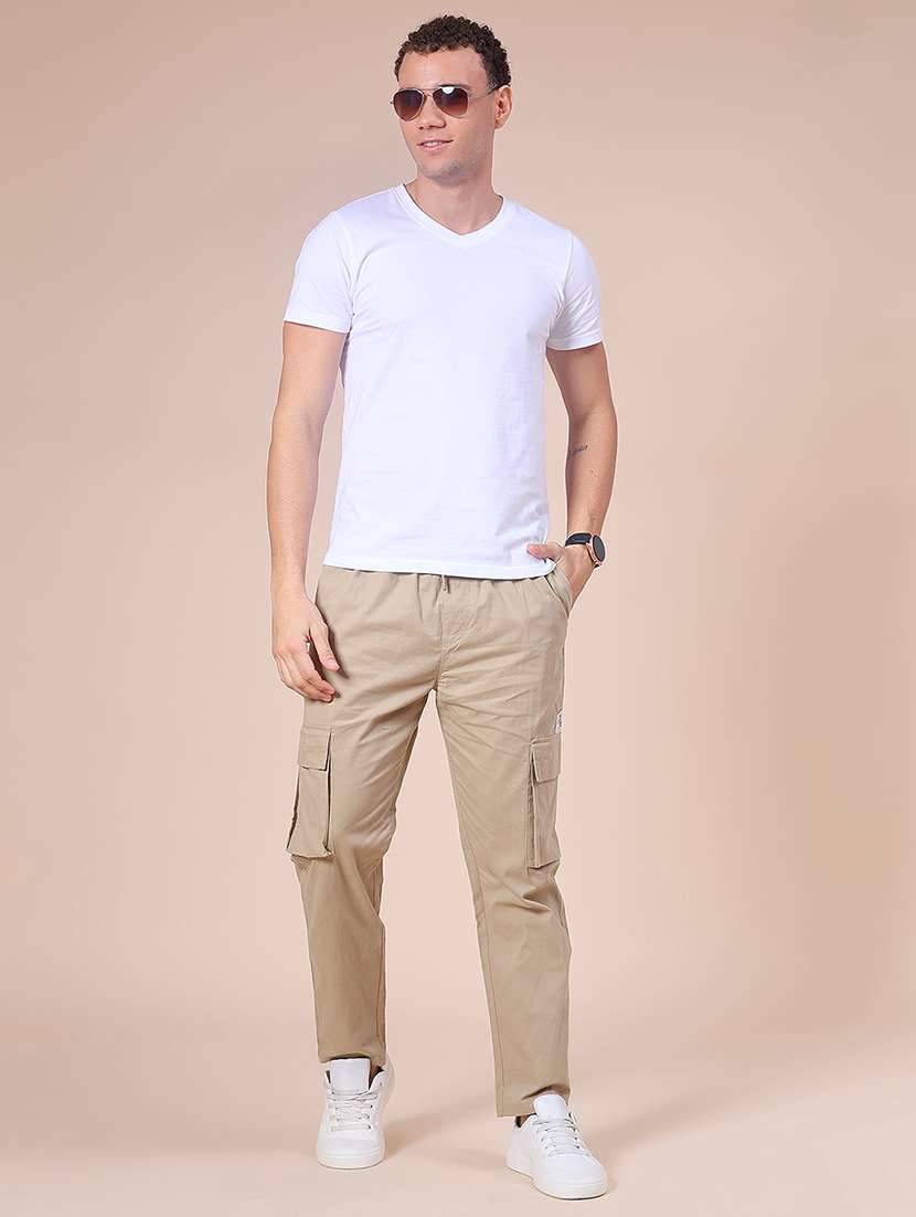 men solid mid rise regular fit cargo - 21916889 -  Standard Image - 4