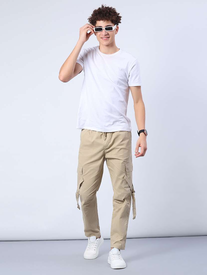 men solid mid rise regular fit cargo - 21916890 -  Standard Image - 4