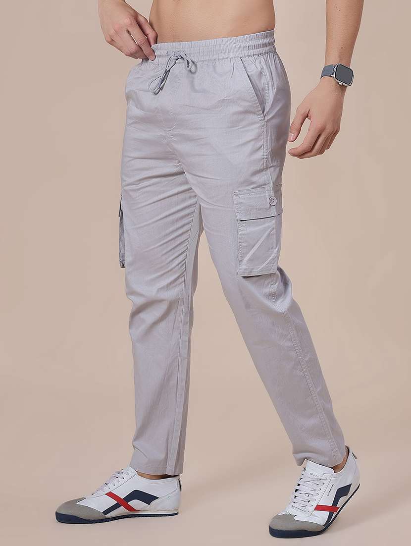 men solid mid rise regular fit cargo - 21916895 -  Standard Image - 1