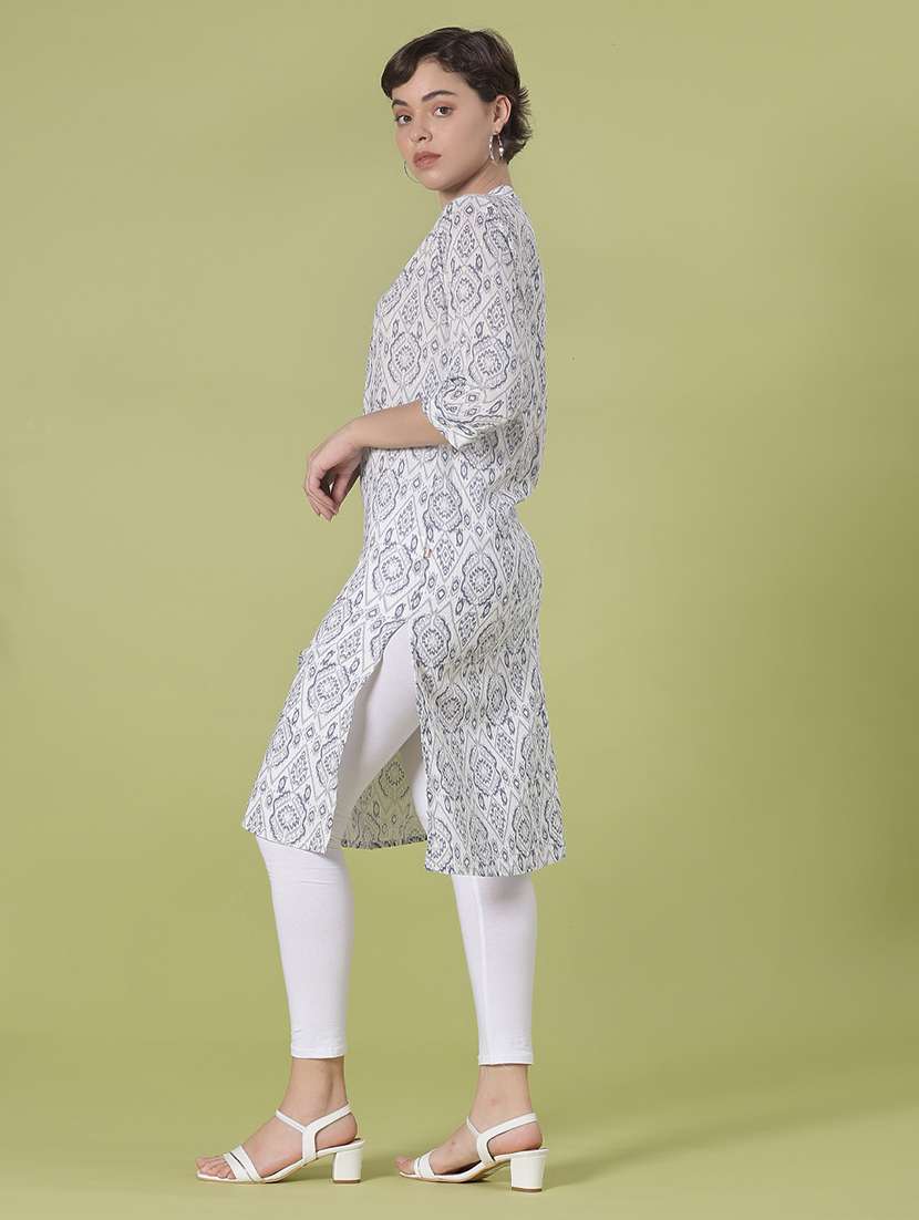 women three quarter sleeve straight kurta - 21916897 -  Standard Image - 1