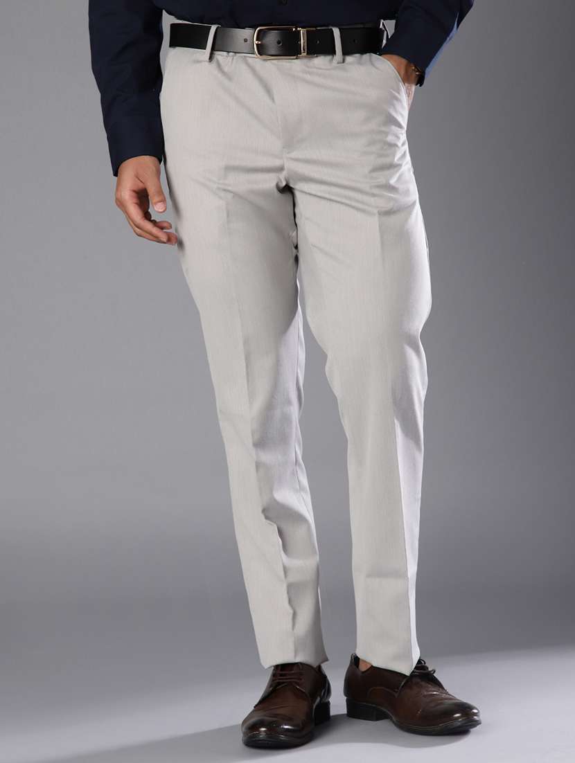 men solid mid rise flat front formal trouser