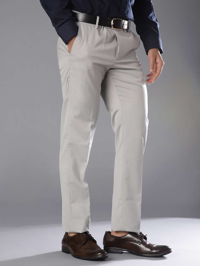 men solid mid rise flat front formal trouser - 21916908 -  Standard Image - 1