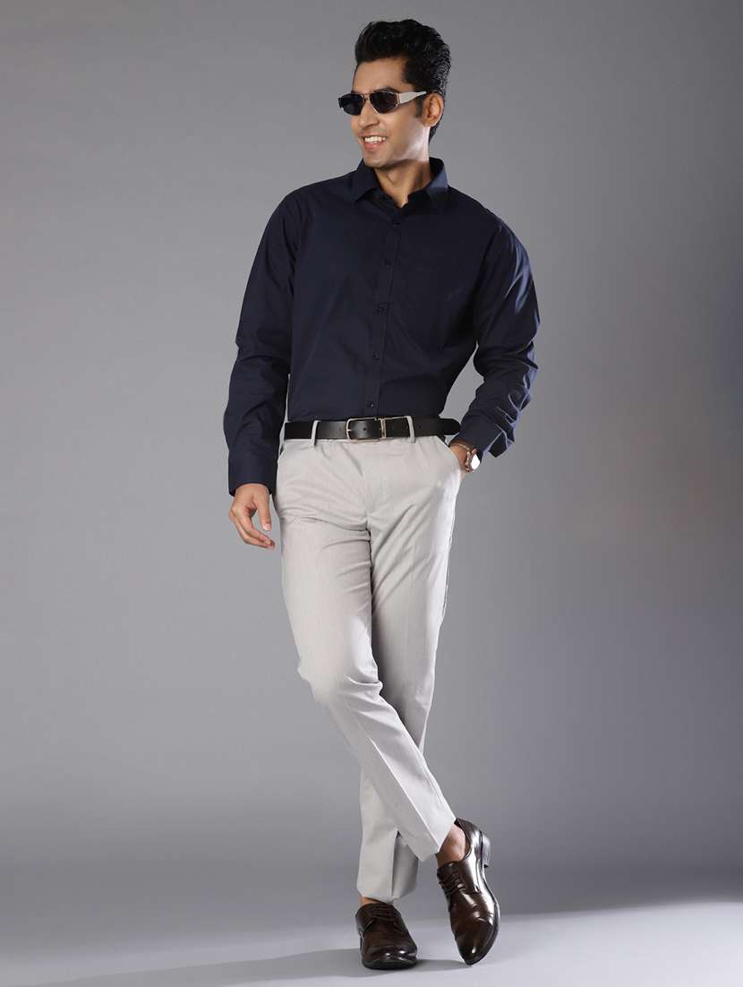 men solid mid rise flat front formal trouser - 21916908 -  Standard Image - 4