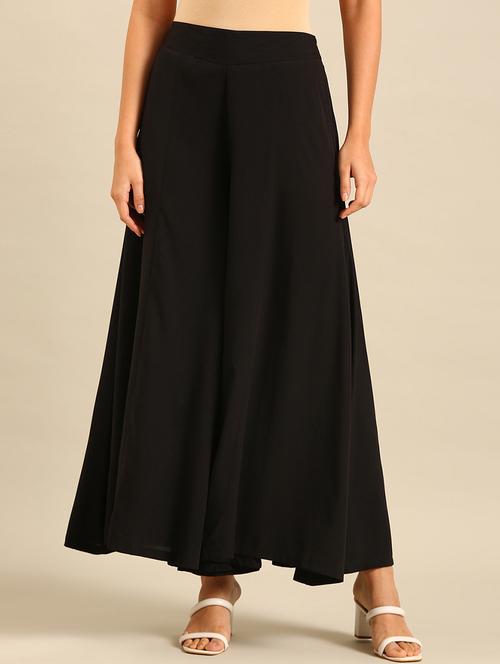 women solid high rise flared palazzo - 21916939 -  Standard Image - 0