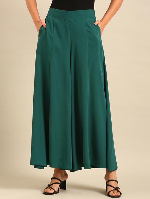 women solid high rise flarerd palazzo - 21916940 - Standard Image - 0