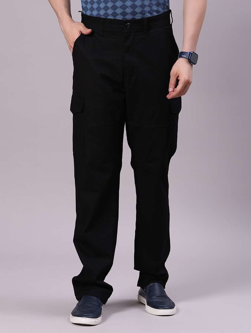 men solid mid rise regular fit cargo - 21916956 -  Standard Image - 1