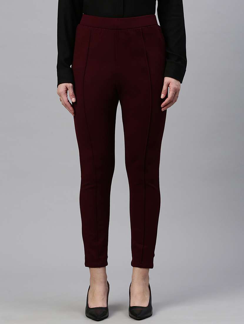 women solid high rise ankle length jegging