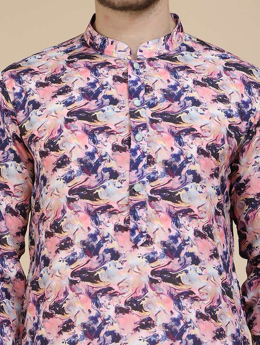 men printed long sleeves kurta pyjama set - 21916976 -  Standard Image - 4