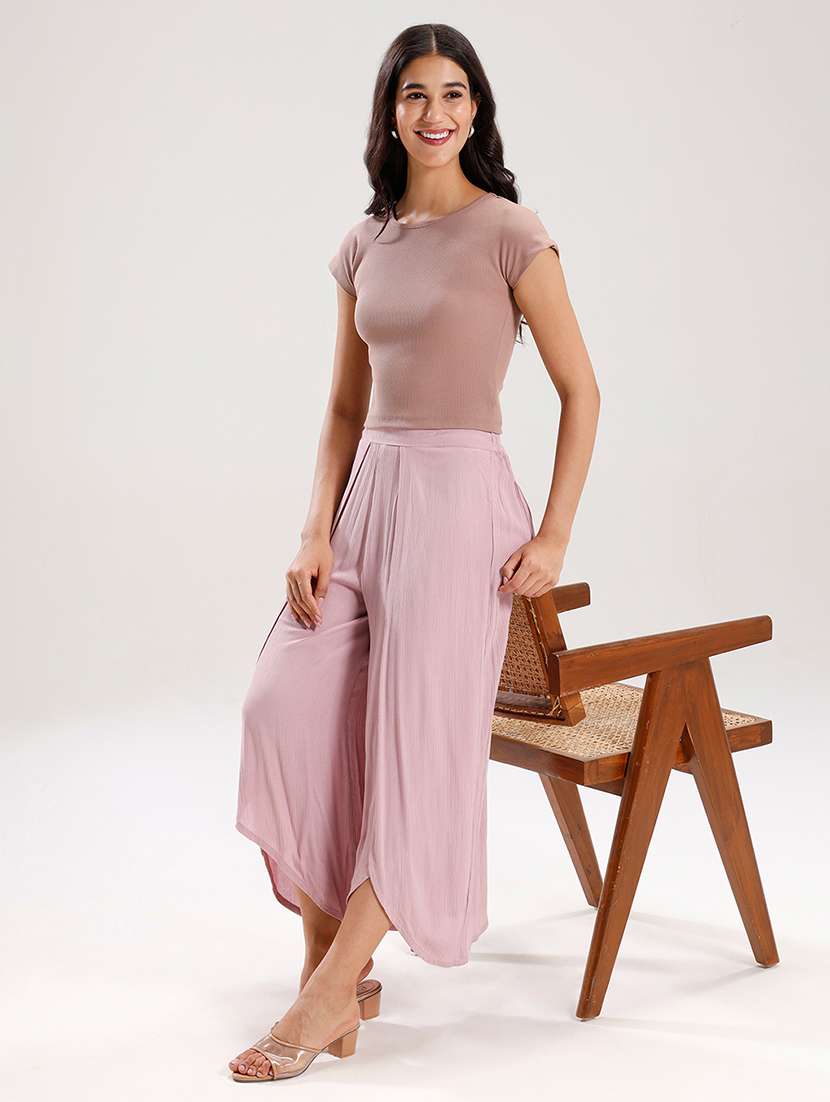 women solid short sleeve crop top - 21916984 -  Standard Image - 4