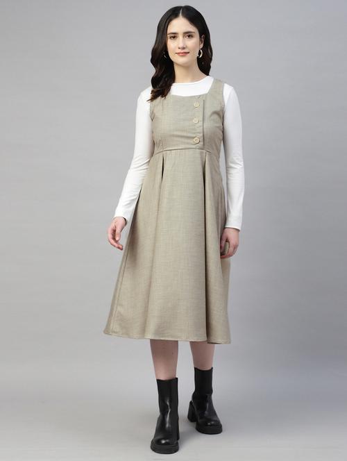 women solid sleeveless fit & flared dress - 21917017 - Standard Image - 0