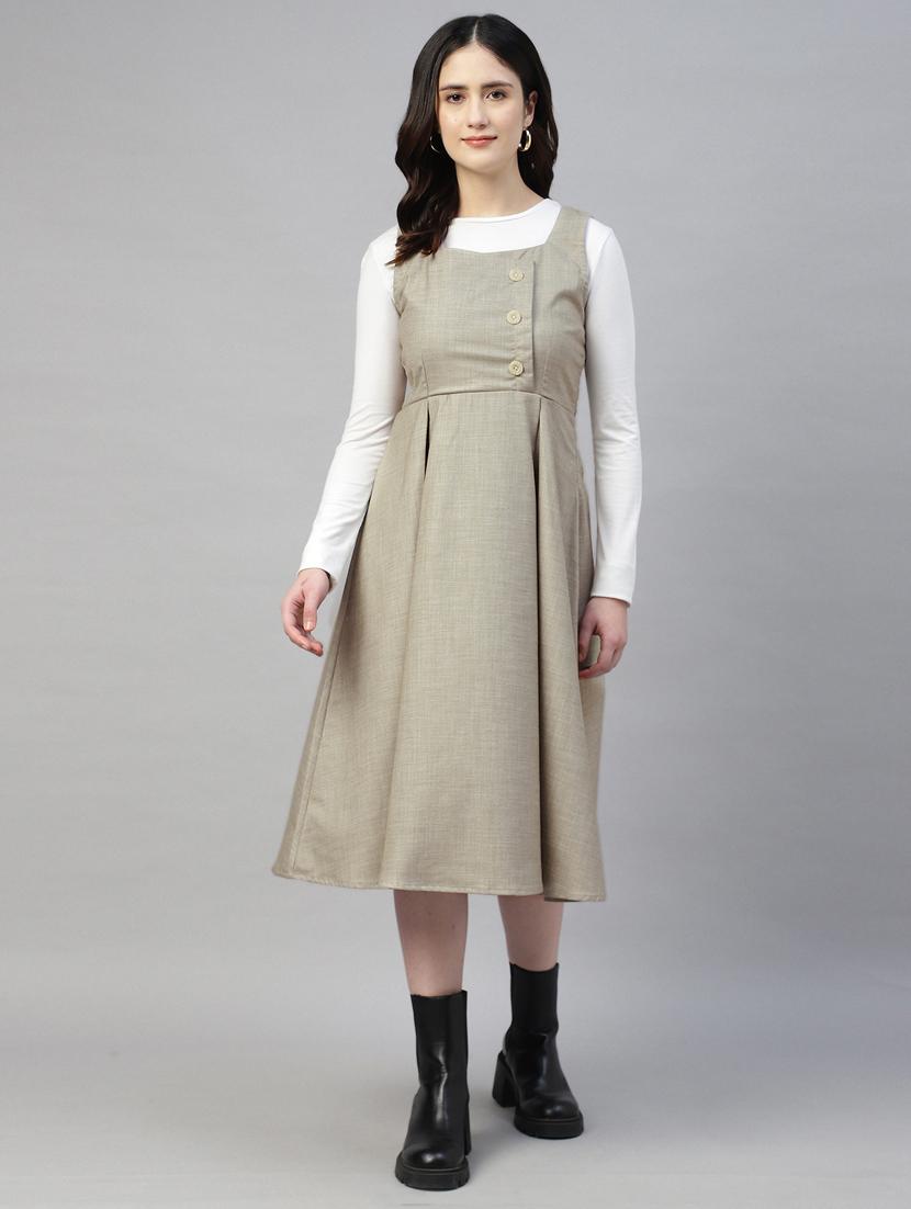 women solid sleeveless fit & flared dress - 21917017 - Zoom Image - 0