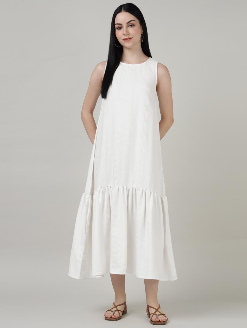 women solid sleeveless tiered dress - 21917020 -  Zoom Image - 0