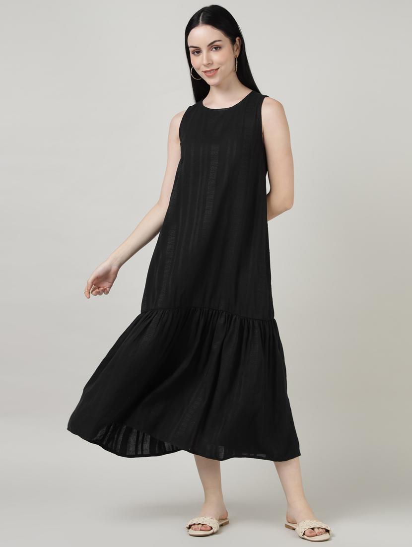 women solid sleeveless tiered dress - 21917021 -  Zoom Image - 0
