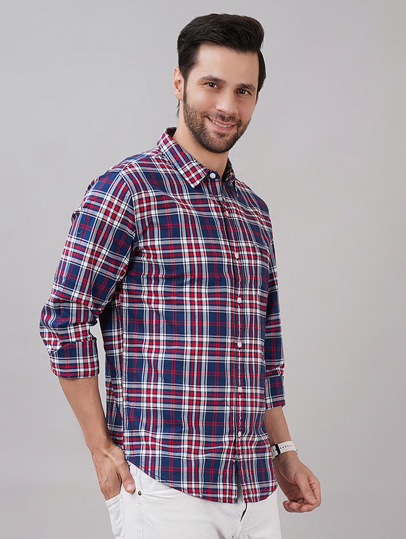 men checkered long sleeve regular fit casual shirt - 21917024 - Standard Image - 1