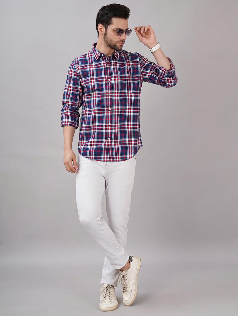 men checkered long sleeve regular fit casual shirt - 21917024 - Standard Image - 4