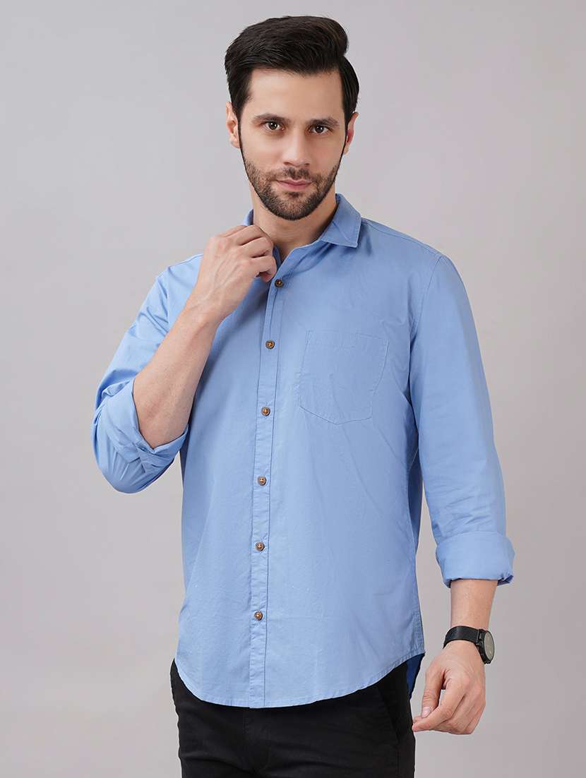 men solid long sleeve regular fit casual shirt - 21917025 -  Standard Image - 1