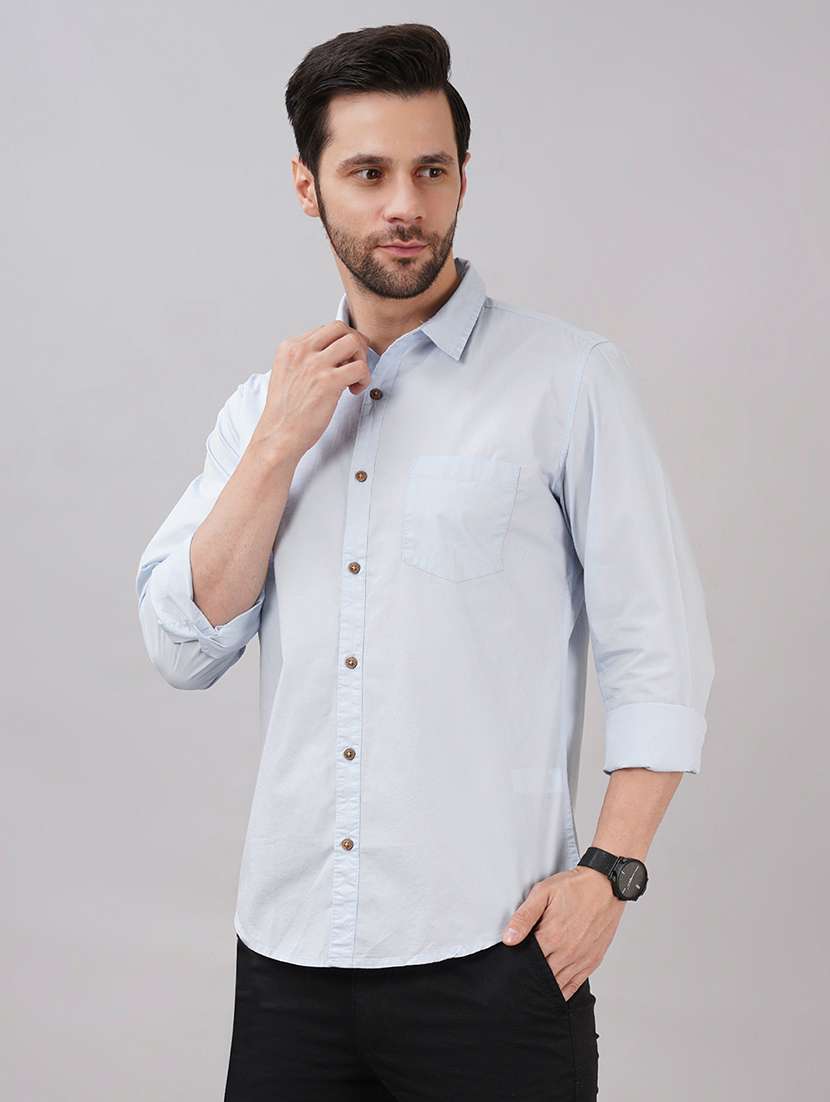 men solid long sleeve regular fit casual shirt - 21917026 - Standard Image - 1