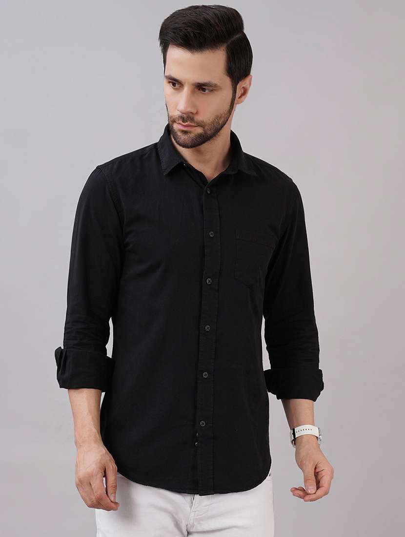 men solid long sleeve regular fit casual shirt