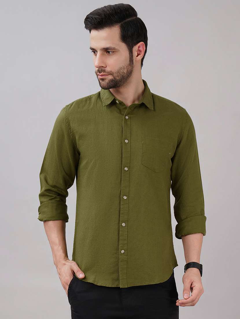 men solid long sleeve regular fit casual shirt