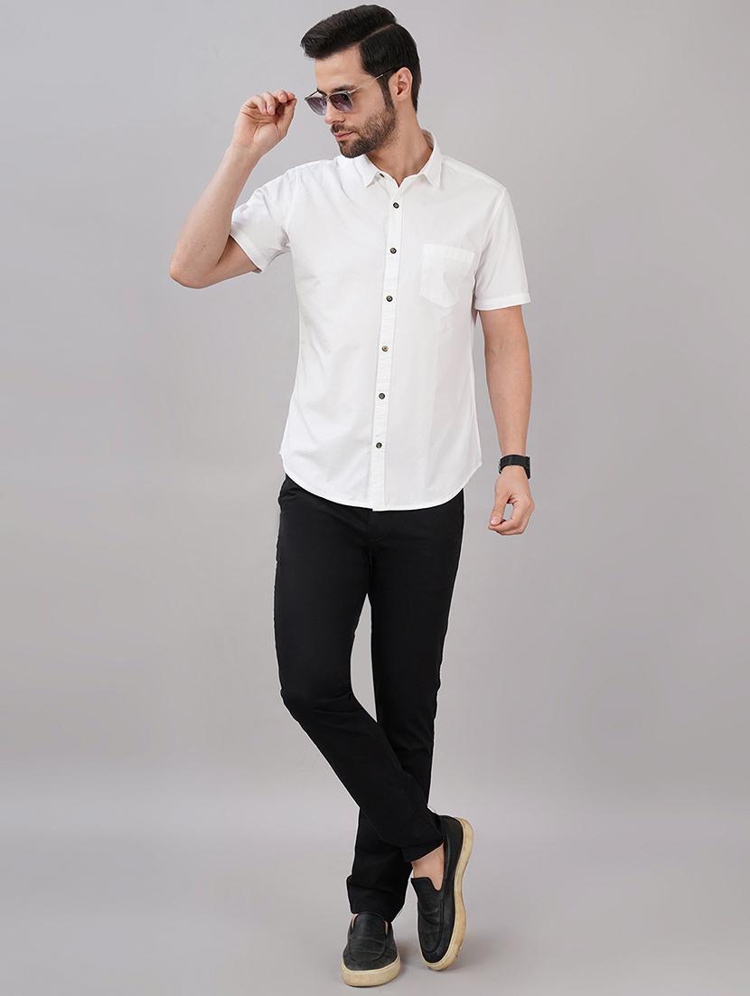 men solid short sleeve regular fit casual shirt - 21917033 - Standard Image - 4