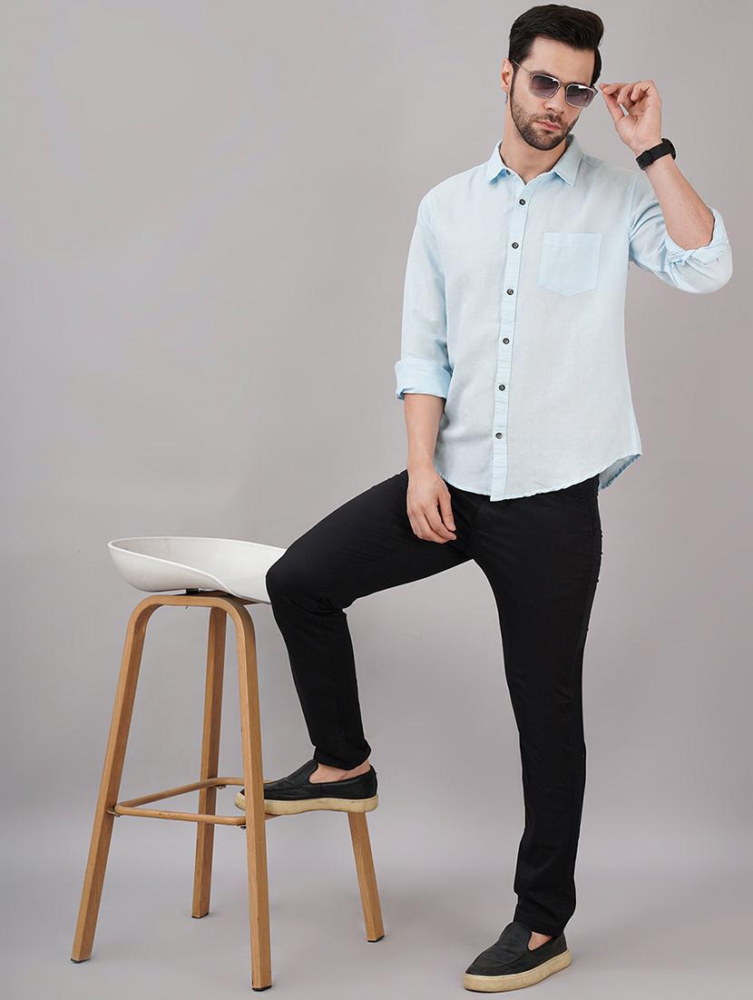 men solid long sleeve regular fit casual shirt - 21917047 - Standard Image - 4