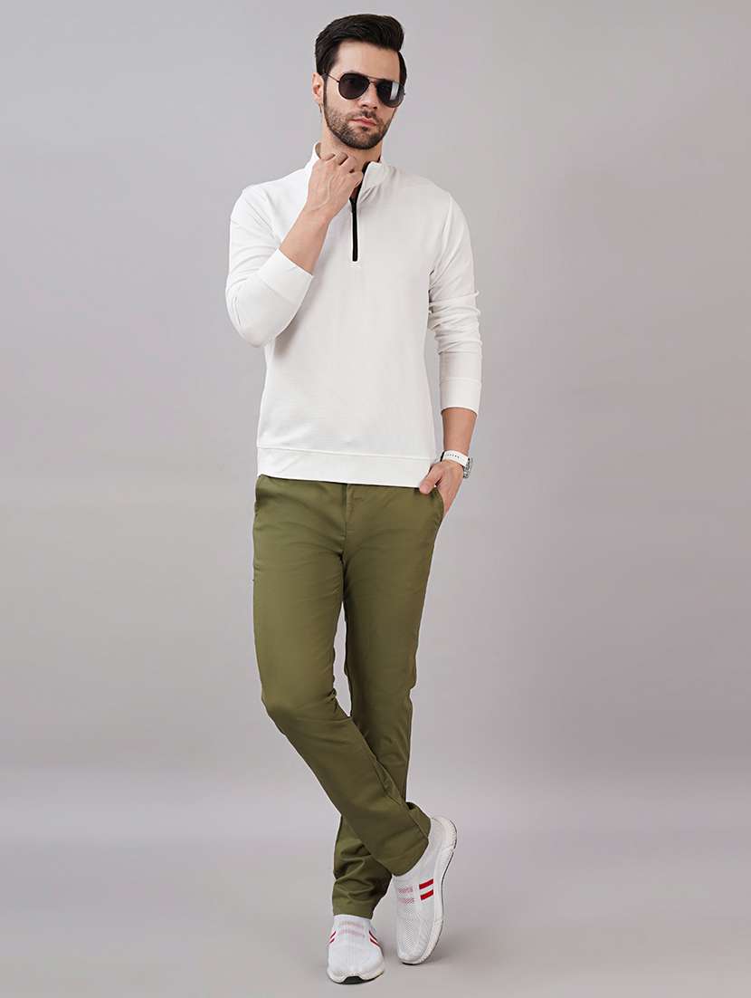 men solid mid rise slim fit chinos  - 21917054 -  Standard Image - 4