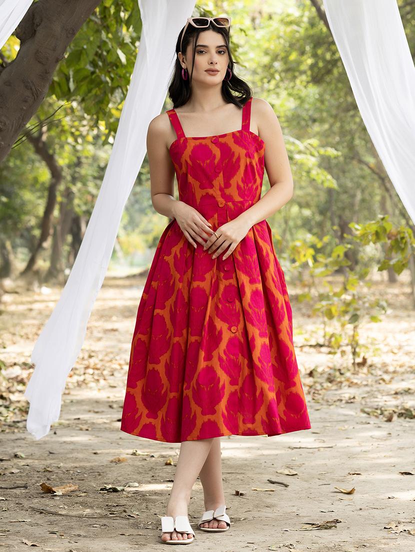 women floral printed sleeveless fit & flare dress - 21917250 - Zoom Image - 0