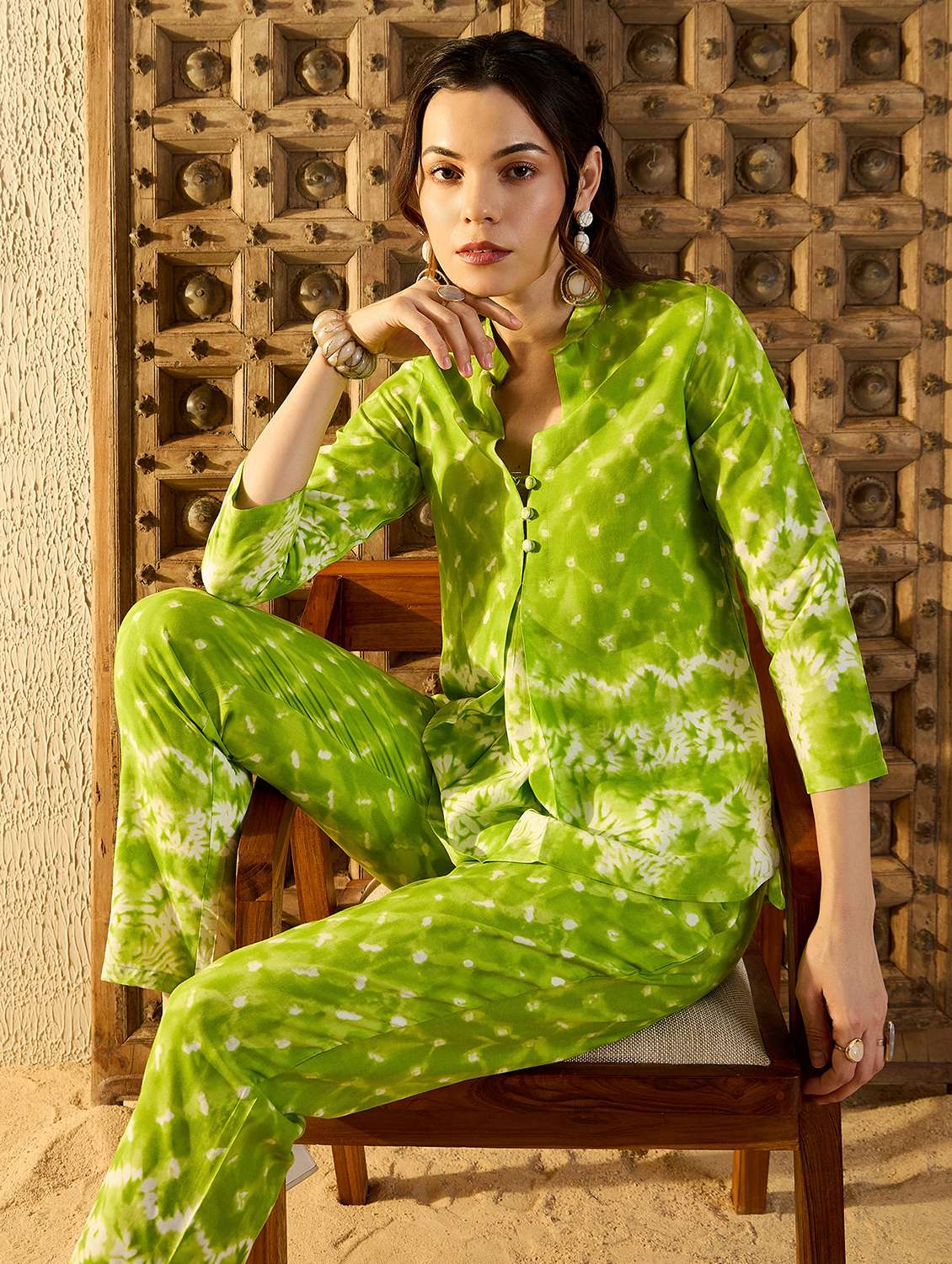 women tie & dye top & trouser co-ord set - 21917466 - Standard Image - 4