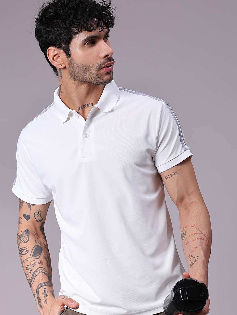men solid short sleeve slim fit polo t-shirt