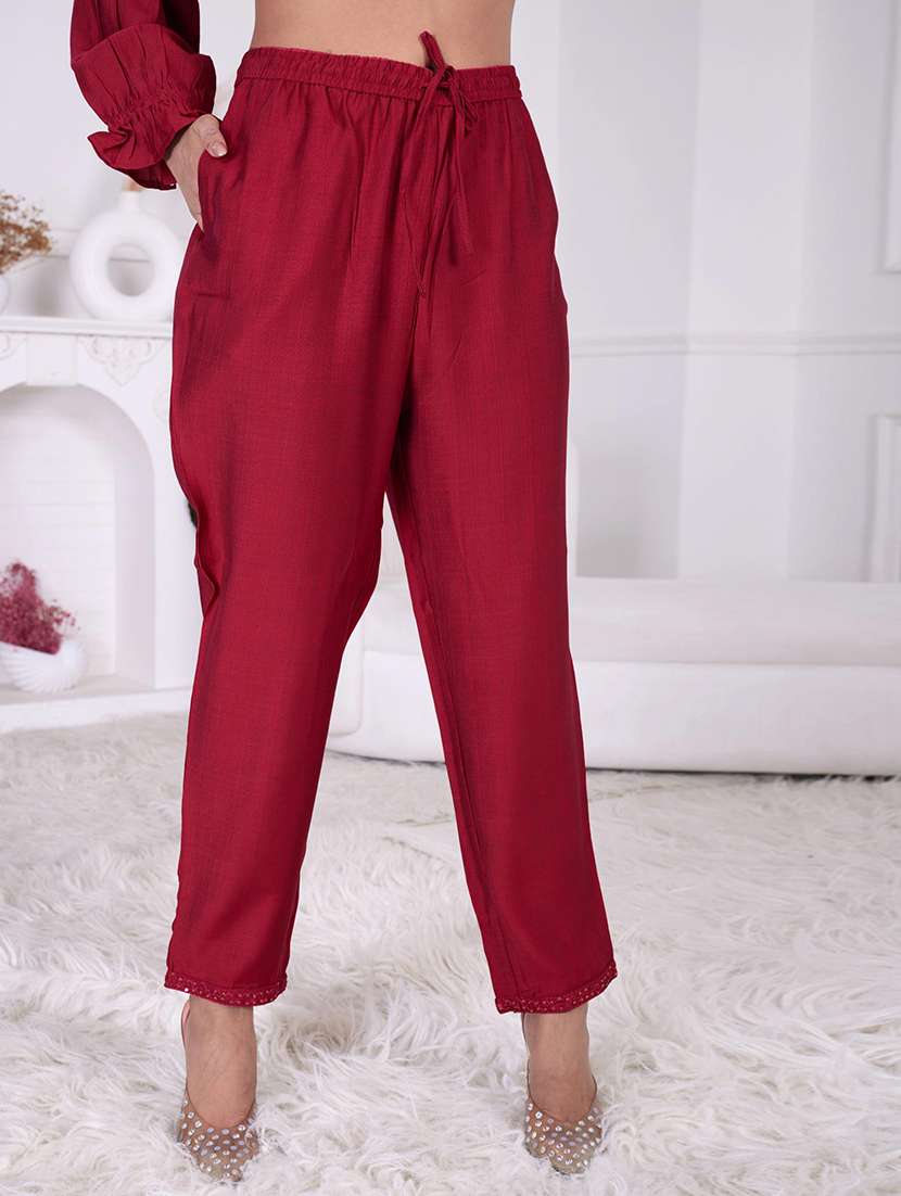 women maroon long sleeve ethnic co-ord set - 21918352 - Standard Image - 4