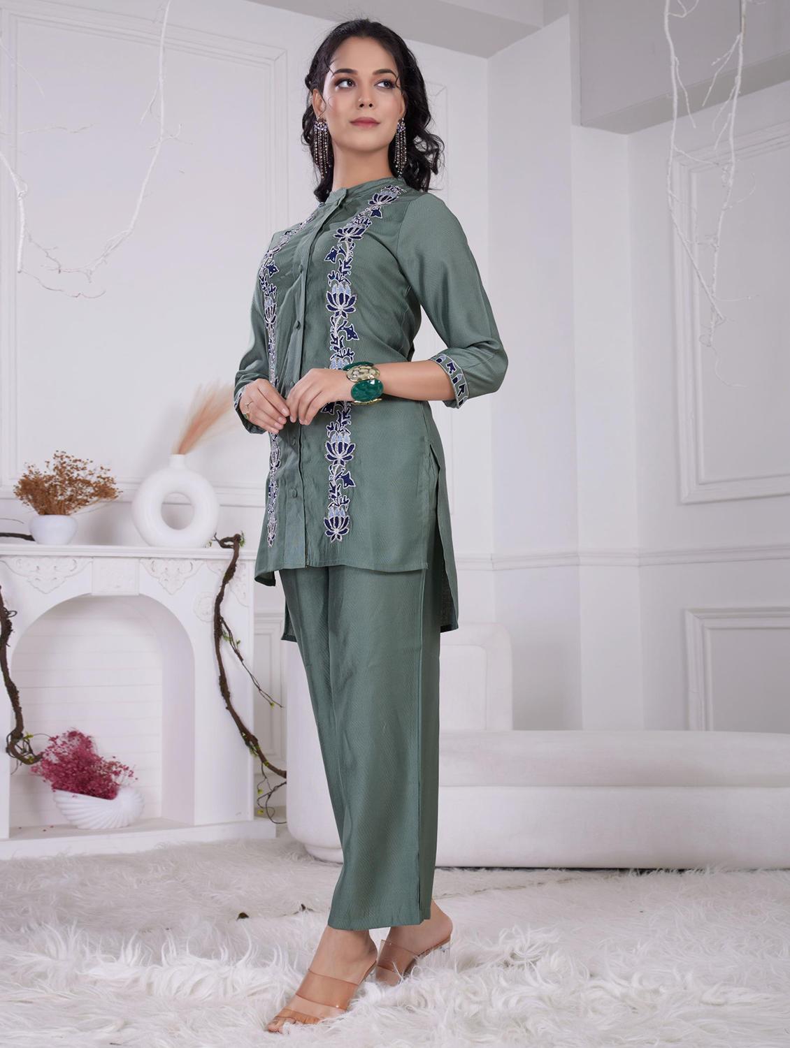 women three quarter sleeve ethnic co-ord set - 21918357 - Standard Image - 1