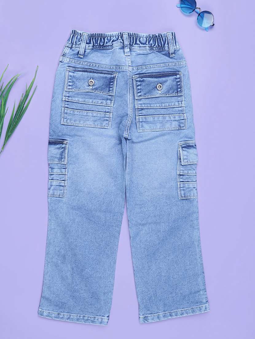 boys solid mid rise denim cargo - 21918447 -  Standard Image - 1