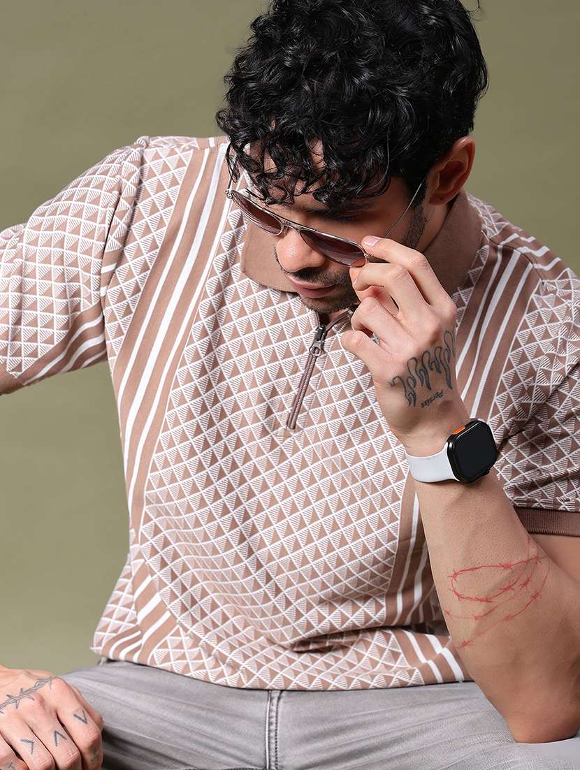 men printed short sleeve regular fit polo t-shirt - 21918576 -  Standard Image - 1