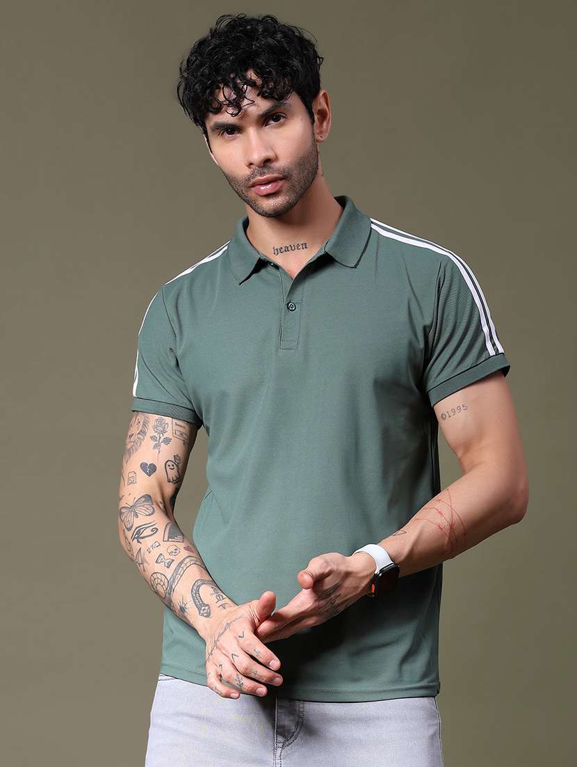 men solid short sleeve slim fit polo t-shirt - 21918578 -  Standard Image - 1