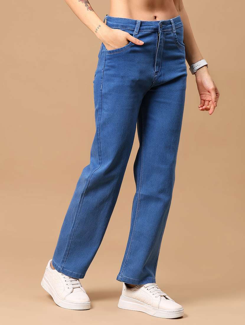 women solid mid rise straight fit jean - 21918582 -  Standard Image - 1
