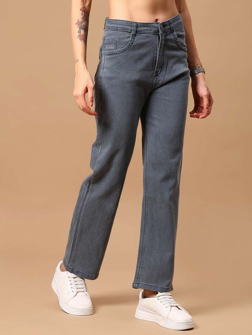 women solid mid rise straight fit jean - 21918584 -  Standard Image - 1
