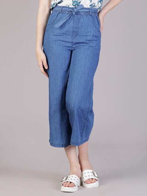 women solid mid rise culottes - 21918585 - Standard Image - 0