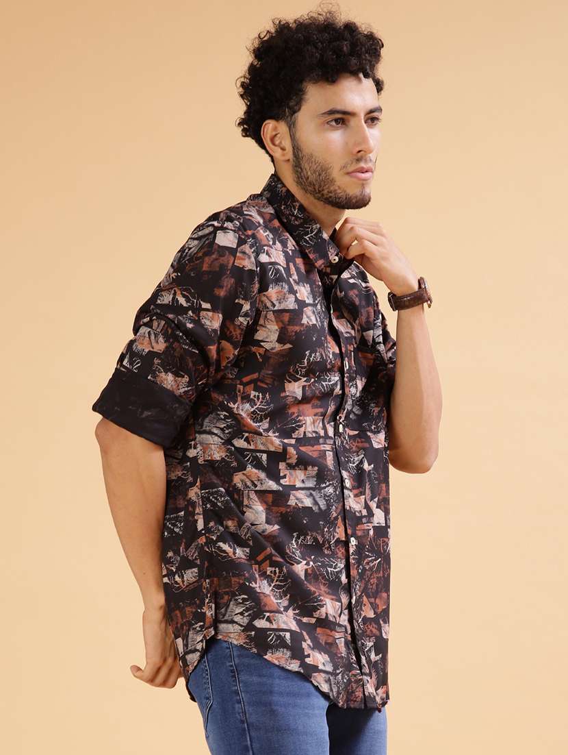 men printed collared long sleeve shirt - 21918627 -  Standard Image - 1