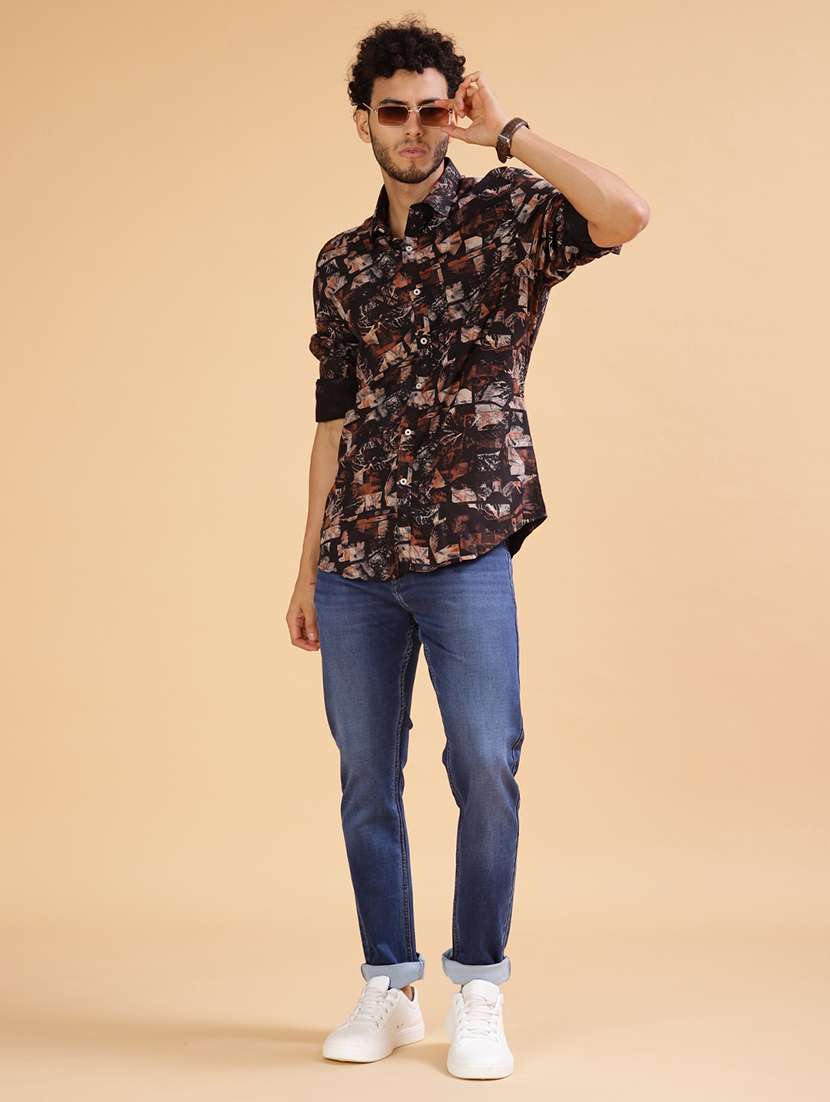 men printed collared long sleeve shirt - 21918627 -  Standard Image - 4