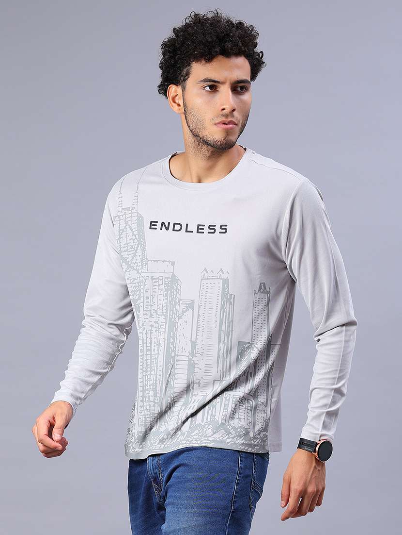 men printed long sleeve slim fit t-shirt - 21918632 -  Standard Image - 1