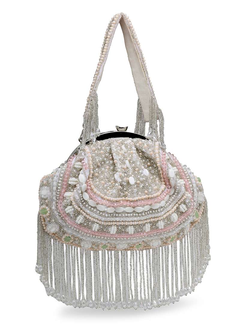 Women Embellished Clutch With Detachable Strap