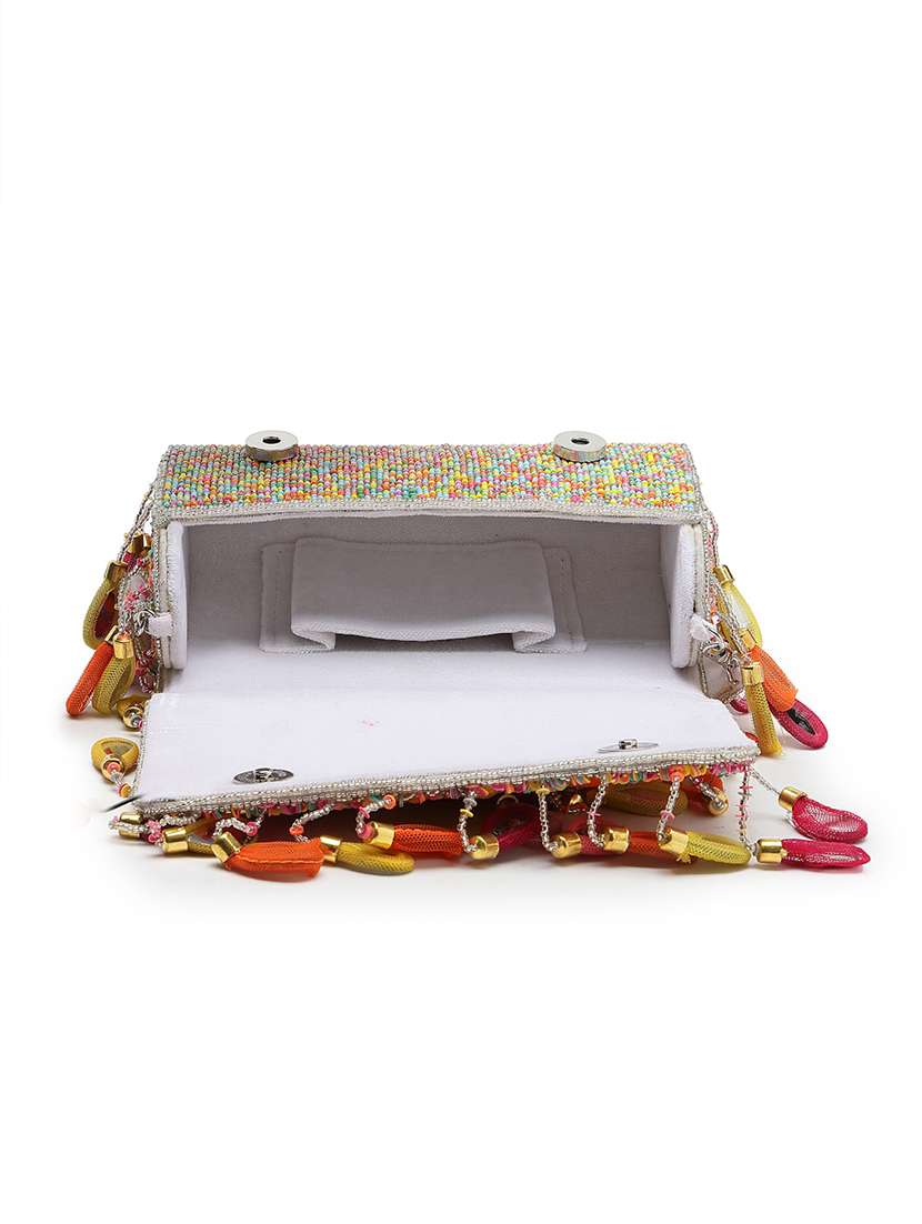White Velvet Fold Over Clutch
