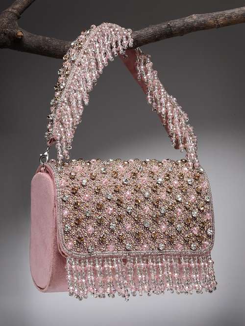 pink suede fold over clutch