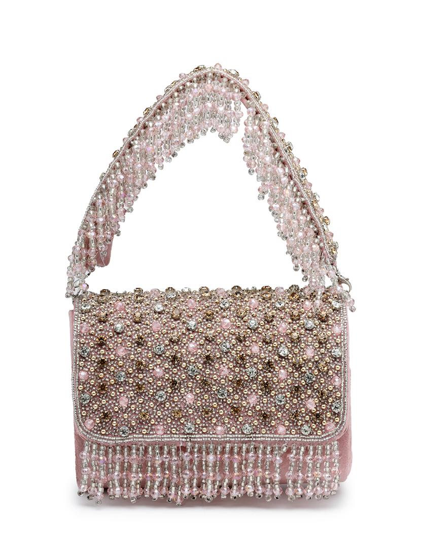 pink suede fold over clutch - 21918650 - Standard Image - 4