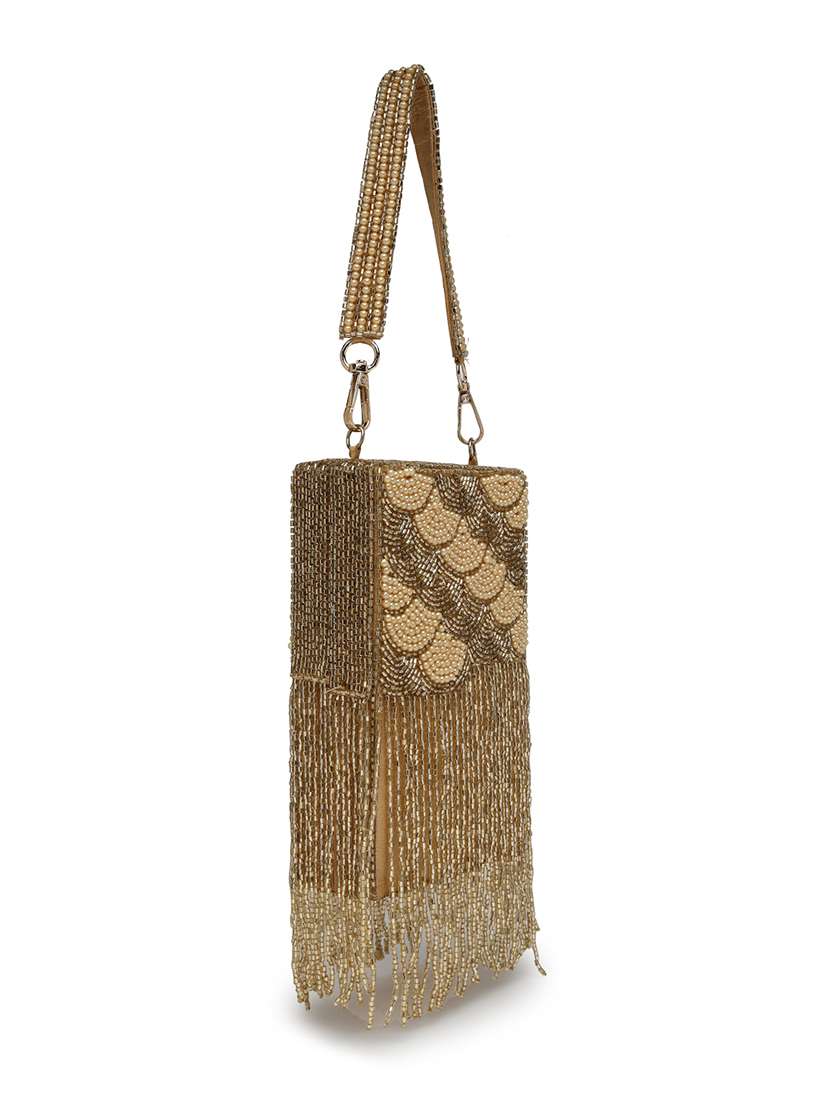 Women Embellished Clutch With Detachable Strap