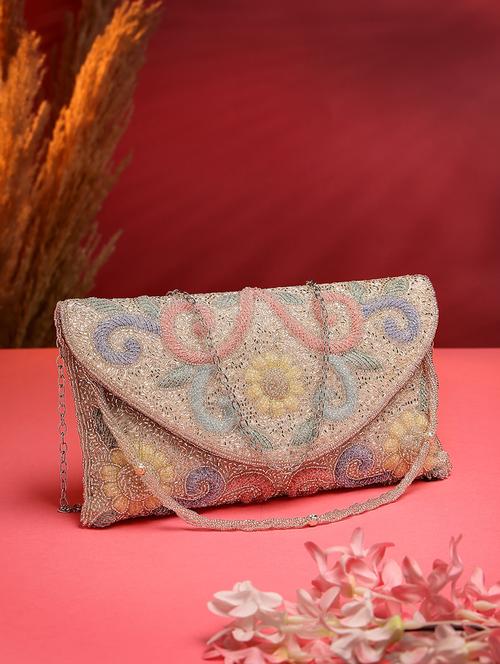 women emmbellished envelope clutch with sling chain - 21918656 -  Standard Image - 0