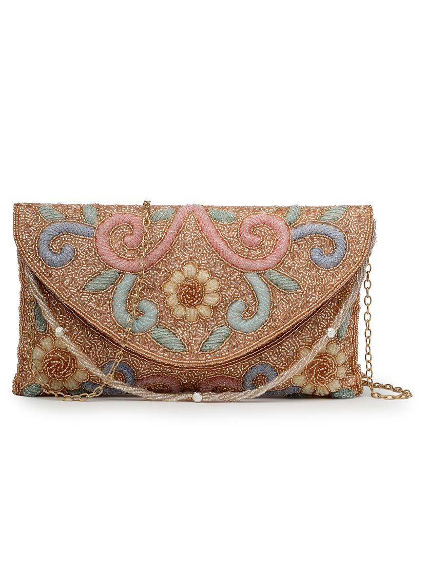 women emmbellished envelope clutch with sling chain - 21918657 - Standard Image - 4